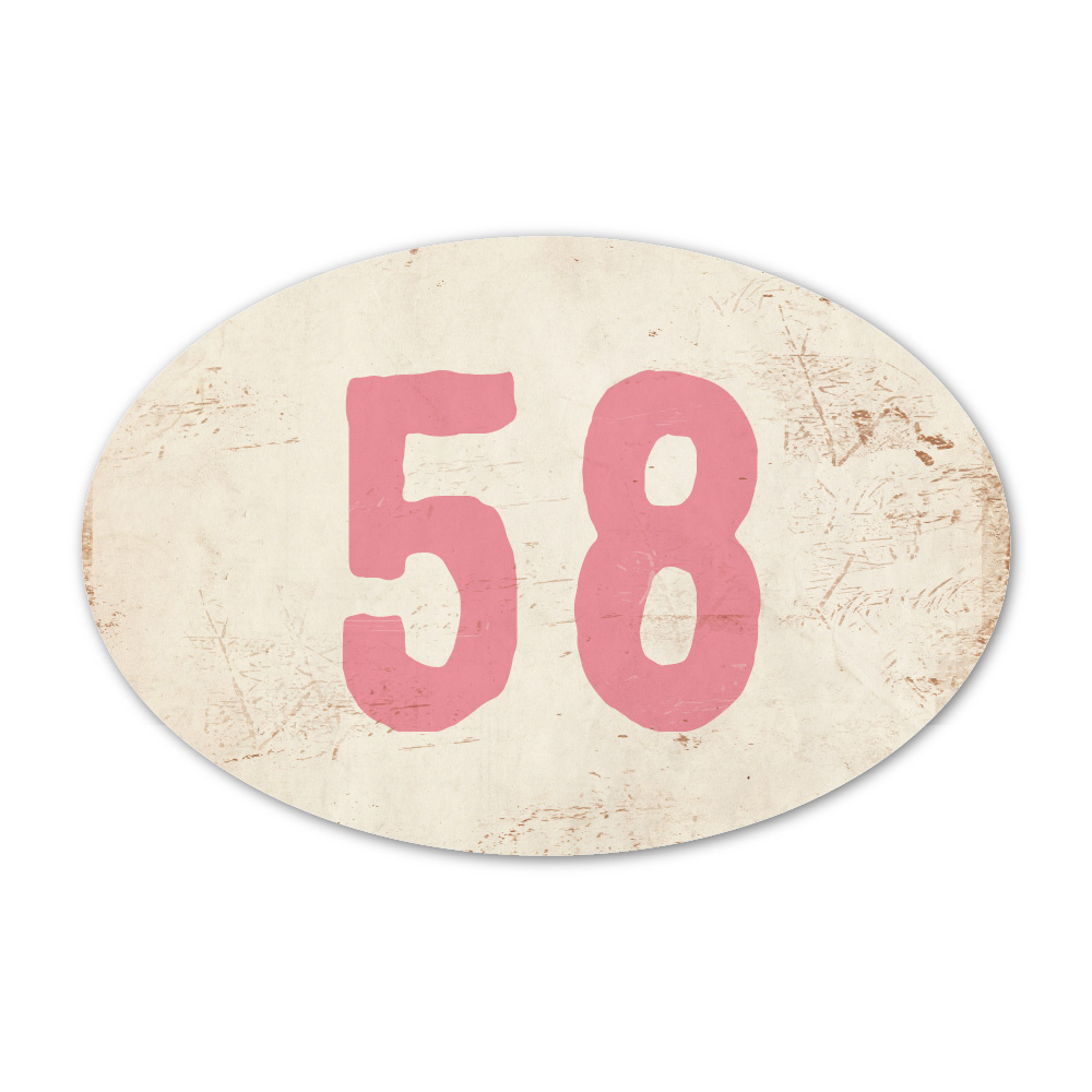 Huisnummer ovaal type 6   Koenmeloen   wit roze