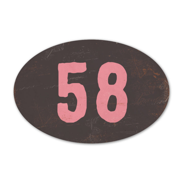 Huisnummer ovaal type 6   Koenmeloen   zwart roze