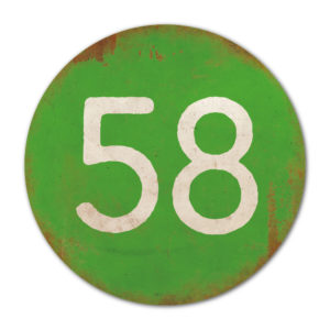 Huisnummer rond type 1   Koenmeloen   groen wit