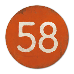 Huisnummer rond type 1   Koenmeloen   oranje wit