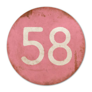 Huisnummer rond type 1   Koenmeloen   roze wit