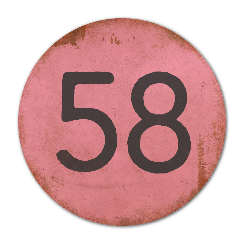 Huisnummer rond type 1   Koenmeloen   roze zwart