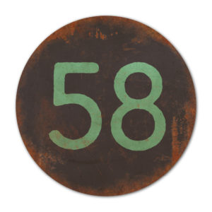 Huisnummer rond type 1   Koenmeloen   zwart mint