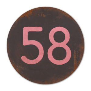 Huisnummer rond type 1   Koenmeloen   zwart roze