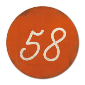 Huisnummer rond type 2   Koenmeloen   oranje wit