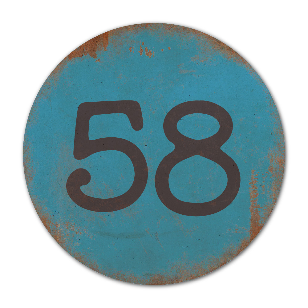 Huisnummer rond type 3   Koenmeloen   blauw zwart
