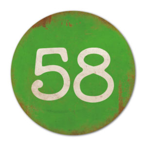 Huisnummer rond type 3   Koenmeloen   groen wit