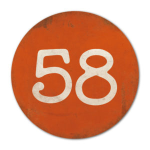 Huisnummer rond type 3   Koenmeloen   oranje wit