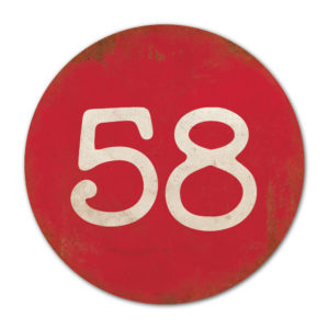 Huisnummer rond type 3   Koenmeloen   rood wit
