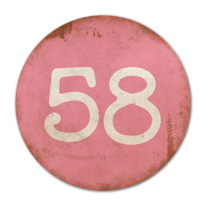 Huisnummer rond type 3   Koenmeloen   roze wit