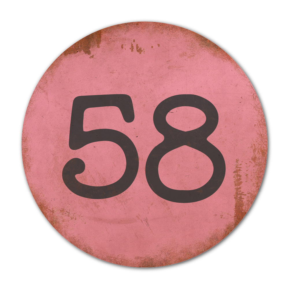 Huisnummer rond type 3   Koenmeloen   roze zwart