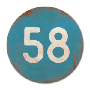 Huisnummer rond type 4   Koenmeloen   blauw wit