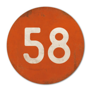 Huisnummer rond type 4   Koenmeloen   oranje wit
