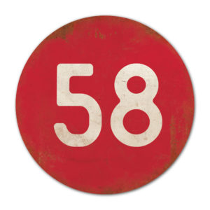 Huisnummer rond type 4   Koenmeloen   rood wit
