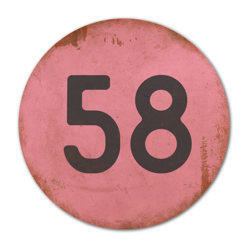 Huisnummer rond type 4   Koenmeloen   roze zwart