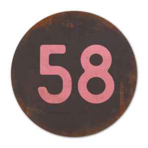 Huisnummer rond type 4   Koenmeloen   zwart roze