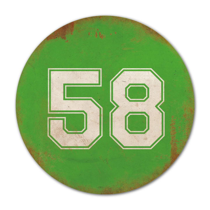 Huisnummer rond type 5   Koenmeloen   groen wit