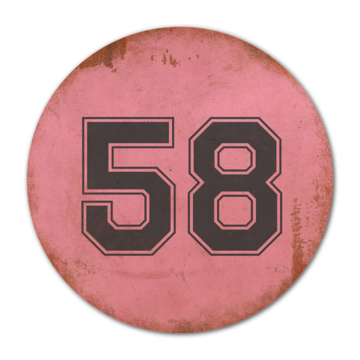 Huisnummer rond type 5   Koenmeloen   roze zwart