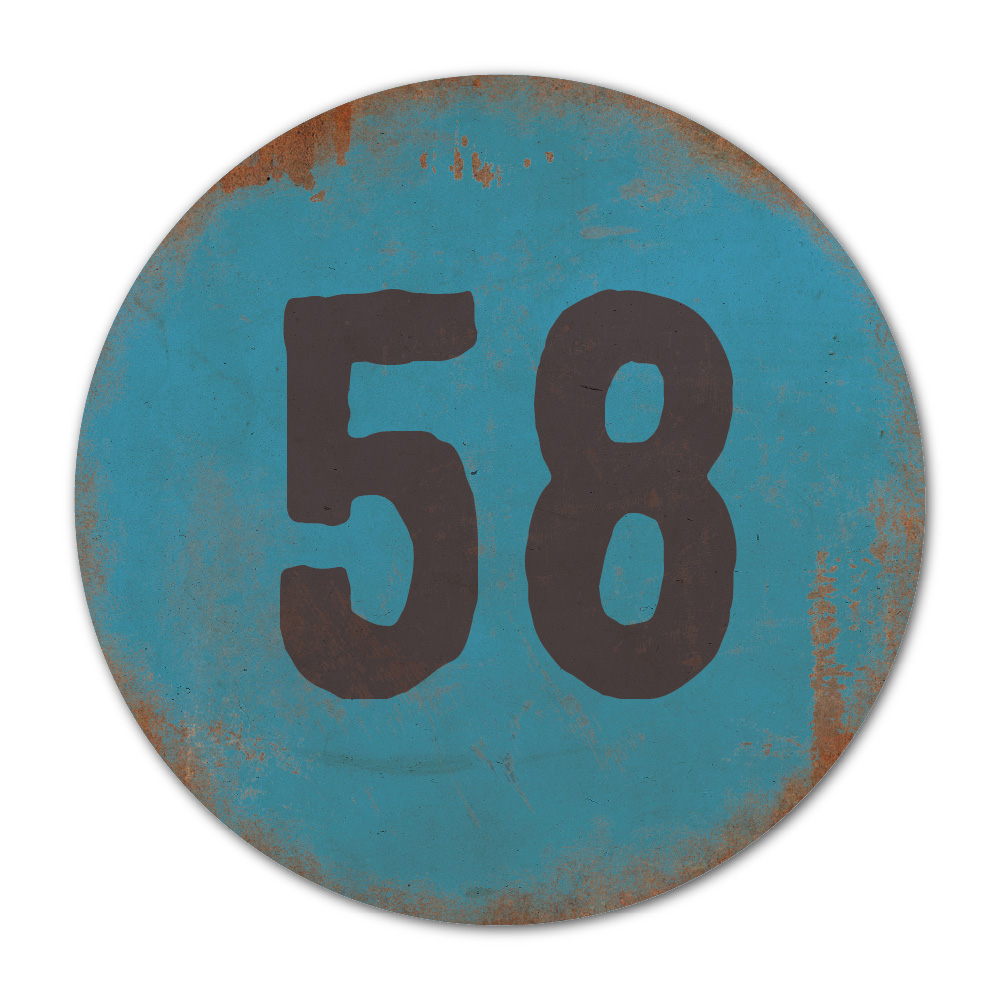 Huisnummer rond type 6   Koenmeloen   blauw zwart