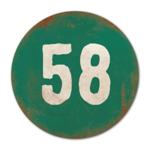 Huisnummer rond type 6   Koenmeloen   donker groen wit