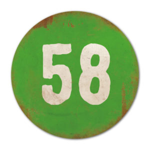 Huisnummer rond type 6   Koenmeloen   groen wit