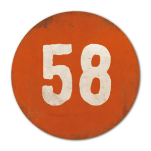 Huisnummer rond type 6   Koenmeloen   oranje wit