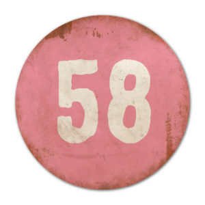 Huisnummer rond type 6   Koenmeloen   roze wit