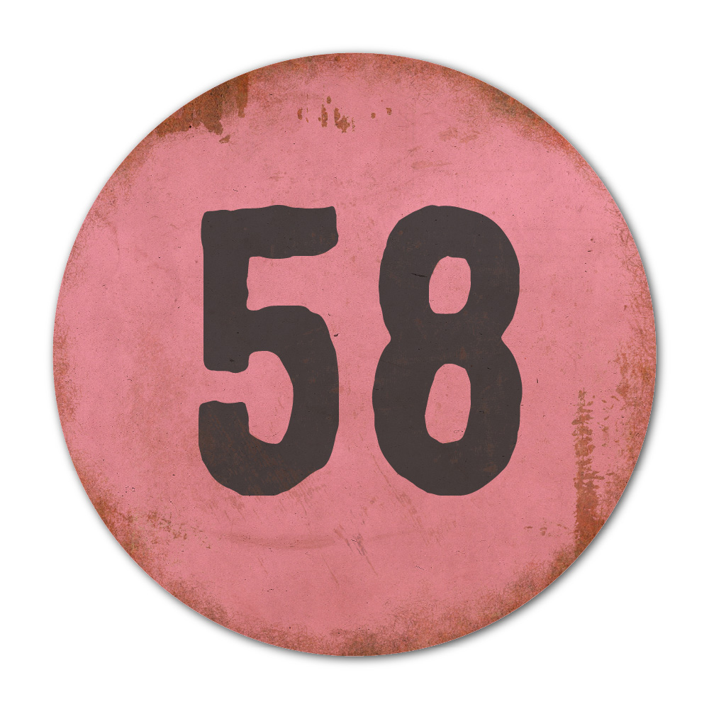 Huisnummer rond type 6   Koenmeloen   roze zwart
