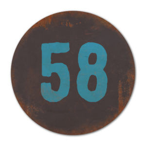 Huisnummer rond type 6   Koenmeloen   zwart blauw