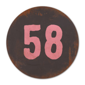 Huisnummer rond type 6   Koenmeloen   zwart roze