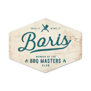 bbq master - vader cadeau - koenmeloen naamborden - wit petrolblauw