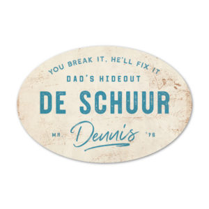 de schuur - vader cadeau - koenmeloen naamborden - wit blauw