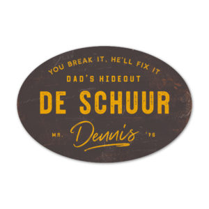 de schuur - vader cadeau - koenmeloen naamborden - zwart geel
