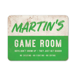 gameroom- cadeau - koenmeloen naamborden - groen wit