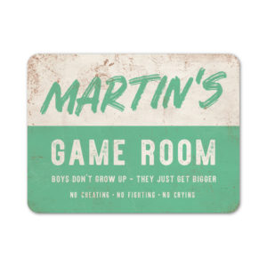 gameroom- cadeau - koenmeloen naamborden - mint wit