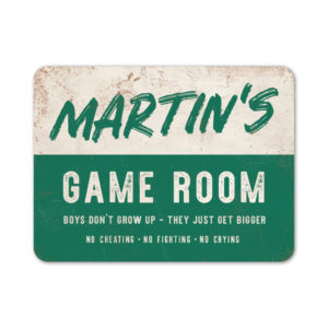 gameroom- cadeau - koenmeloen naamborden - wit groen